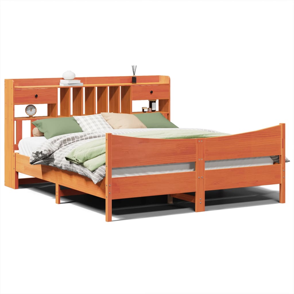 Bed Frame without Mattress Wax Brown 180x200 cm Super King Solid Wood Pine