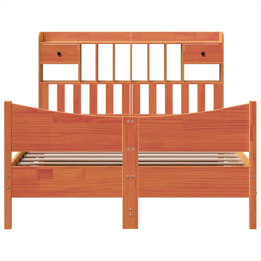 Bed Frame without Mattress Wax Brown 160x200 cm Solid Wood Pine