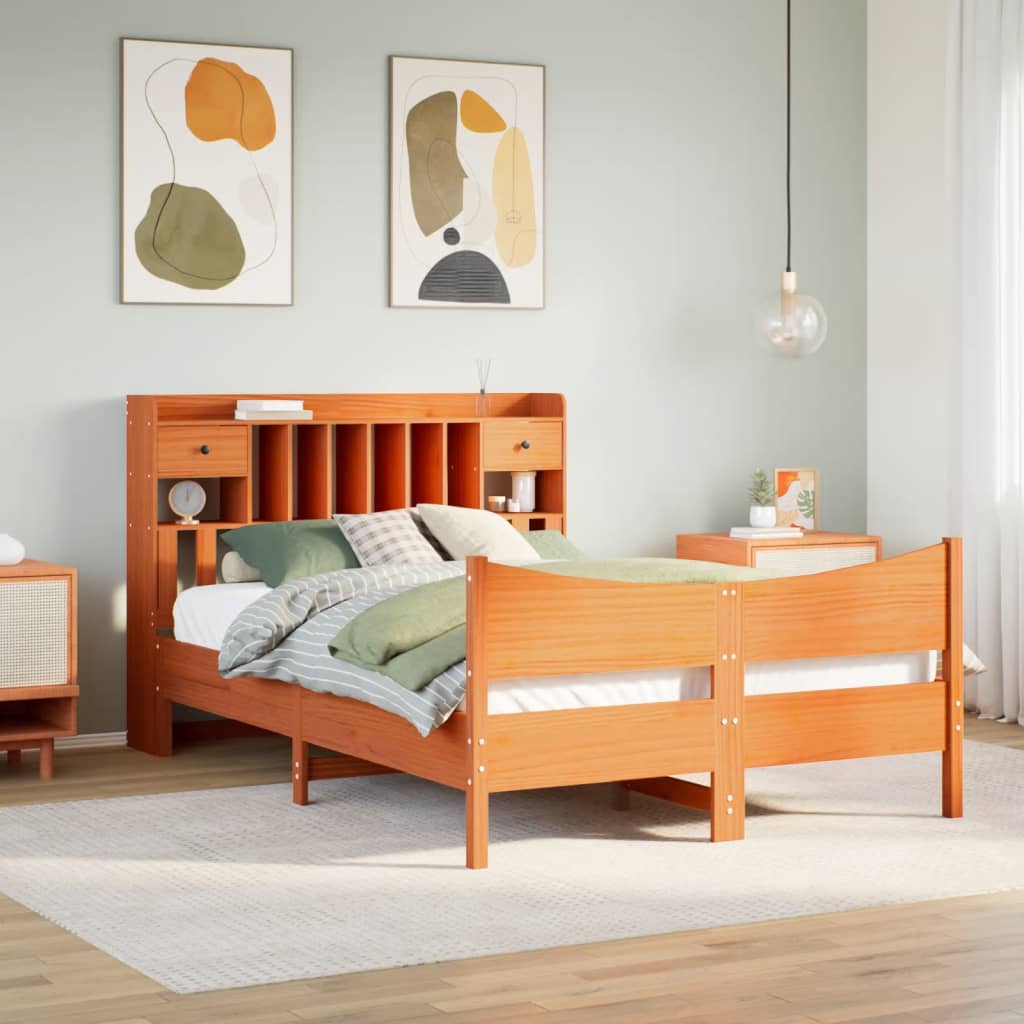 Bed Frame without Mattress Wax Brown 160x200 cm Solid Wood Pine