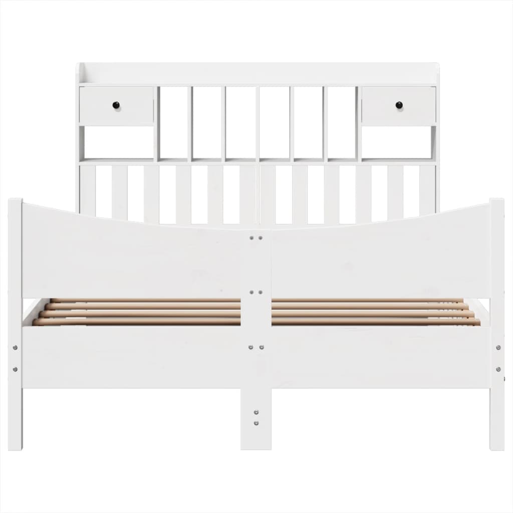 Bed Frame without Mattress White 150x200 cm King Size Solid Wood Pine