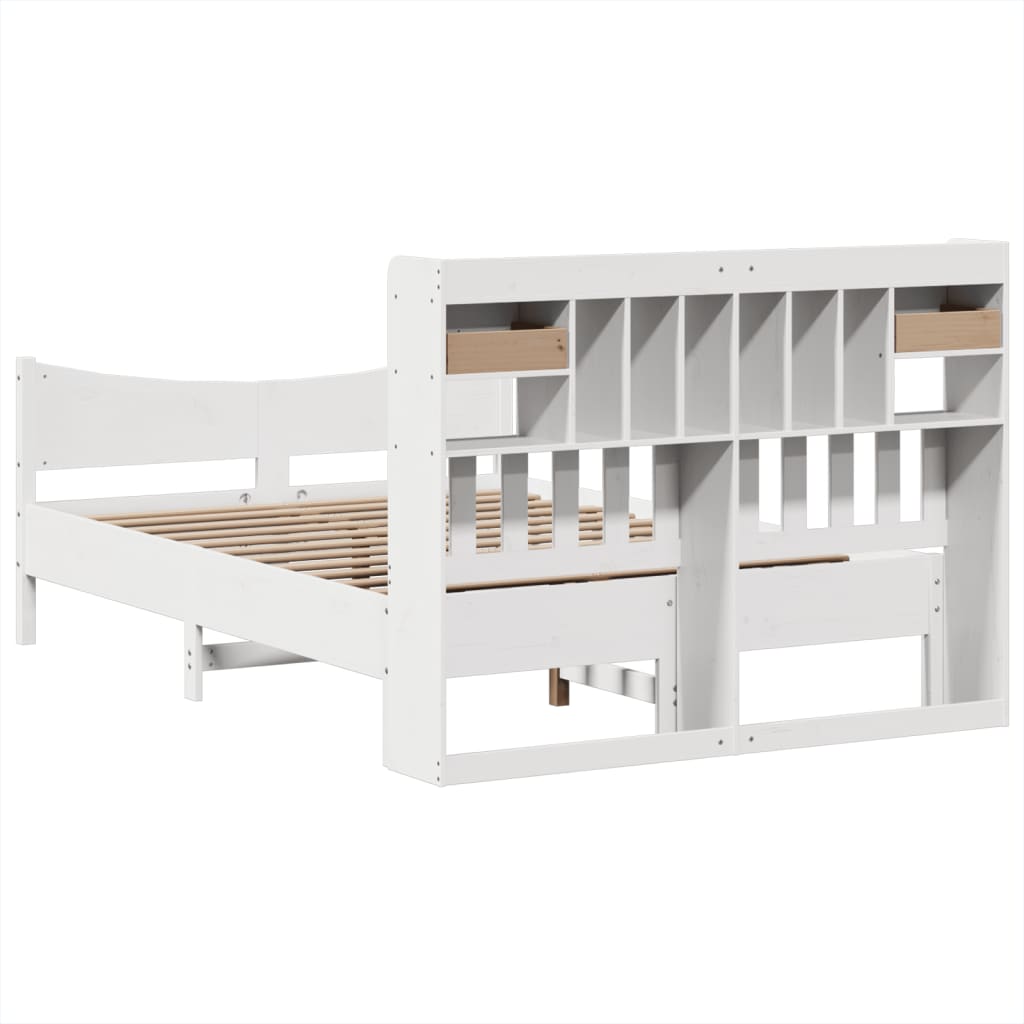 Bed Frame without Mattress White 150x200 cm King Size Solid Wood Pine