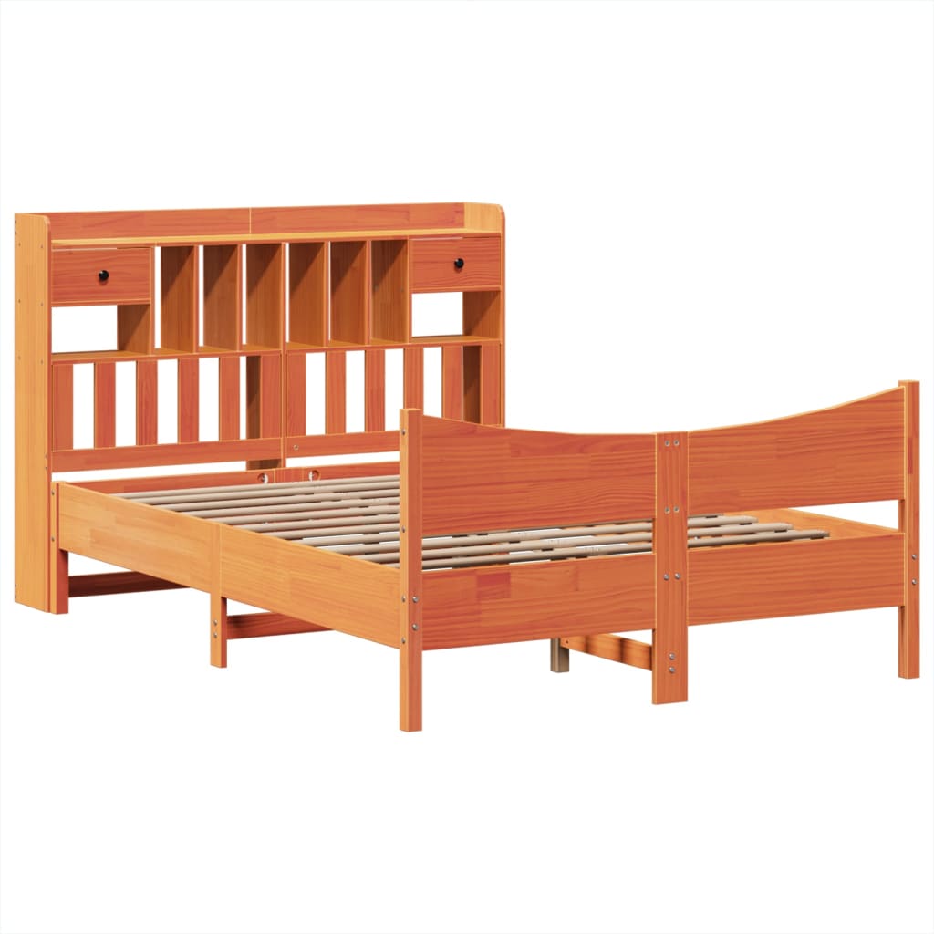 Bed Frame without Mattress Wax Brown 150x200 cm King Size Solid Wood Pine