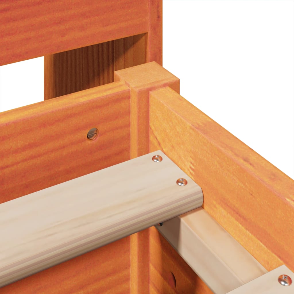 Bed Frame without Mattress Wax Brown 150x200 cm King Size Solid Wood Pine
