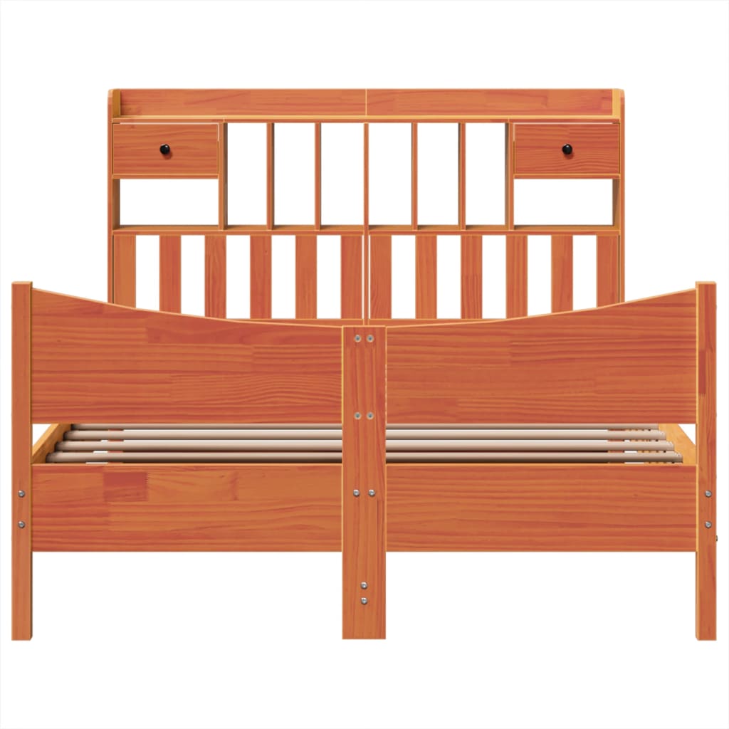 Bed Frame without Mattress Wax Brown 140x200 cm Solid Wood Pine