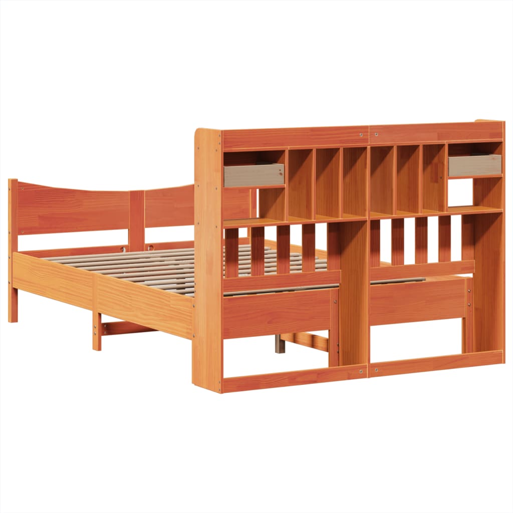 Bed Frame without Mattress Wax Brown 140x200 cm Solid Wood Pine