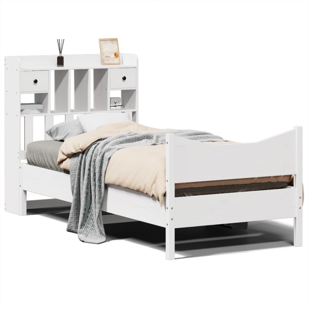 Bed Frame without Mattress White 90x200 cm Solid Wood Pine