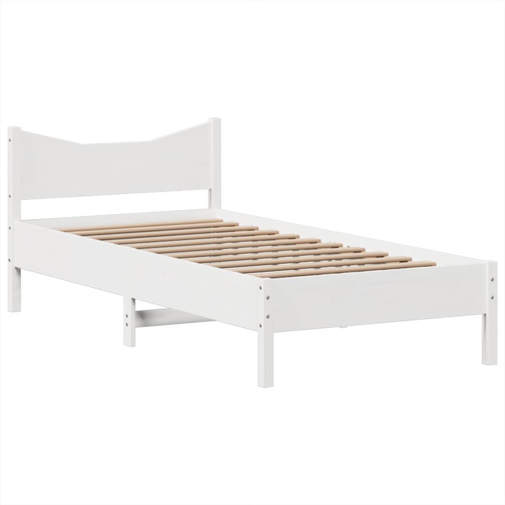 Bed Frame without Mattress White 90x200 cm Solid Wood Pine