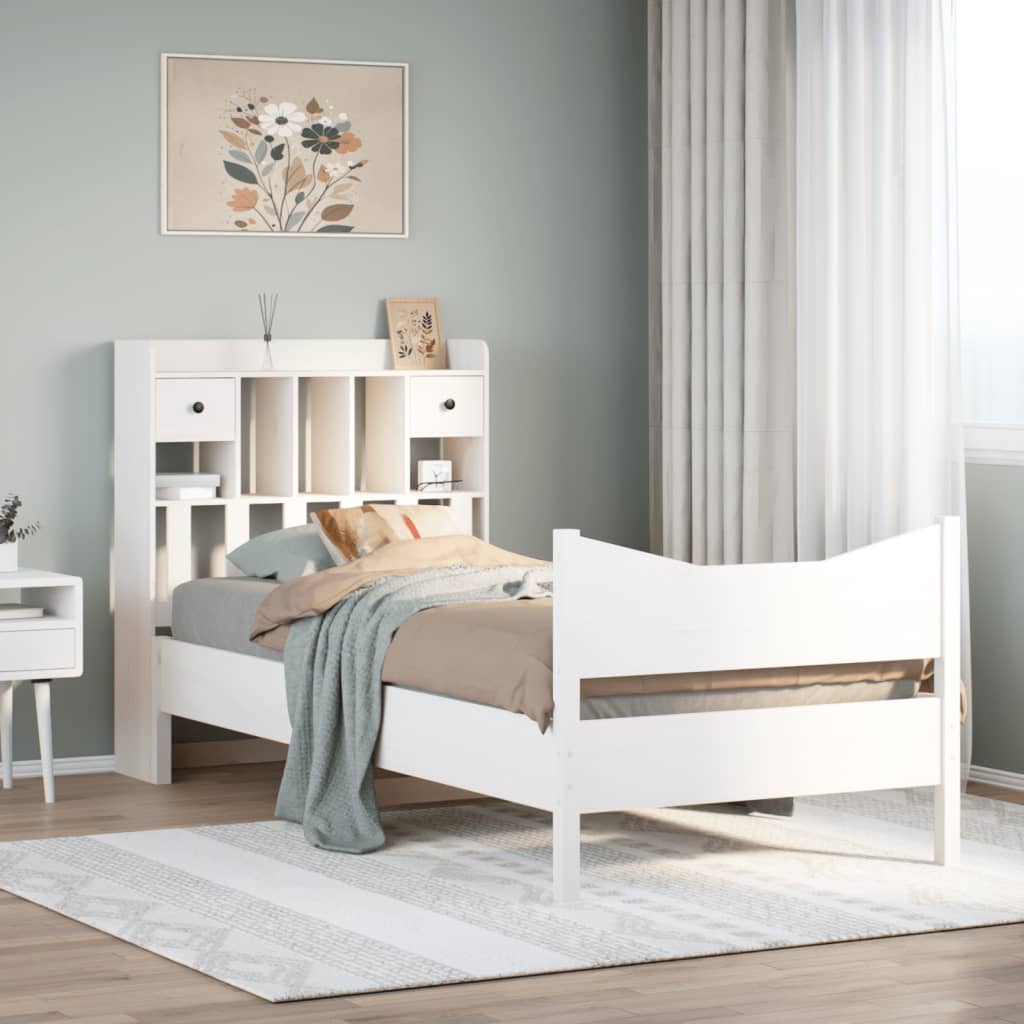 Bed Frame without Mattress White 90x200 cm Solid Wood Pine
