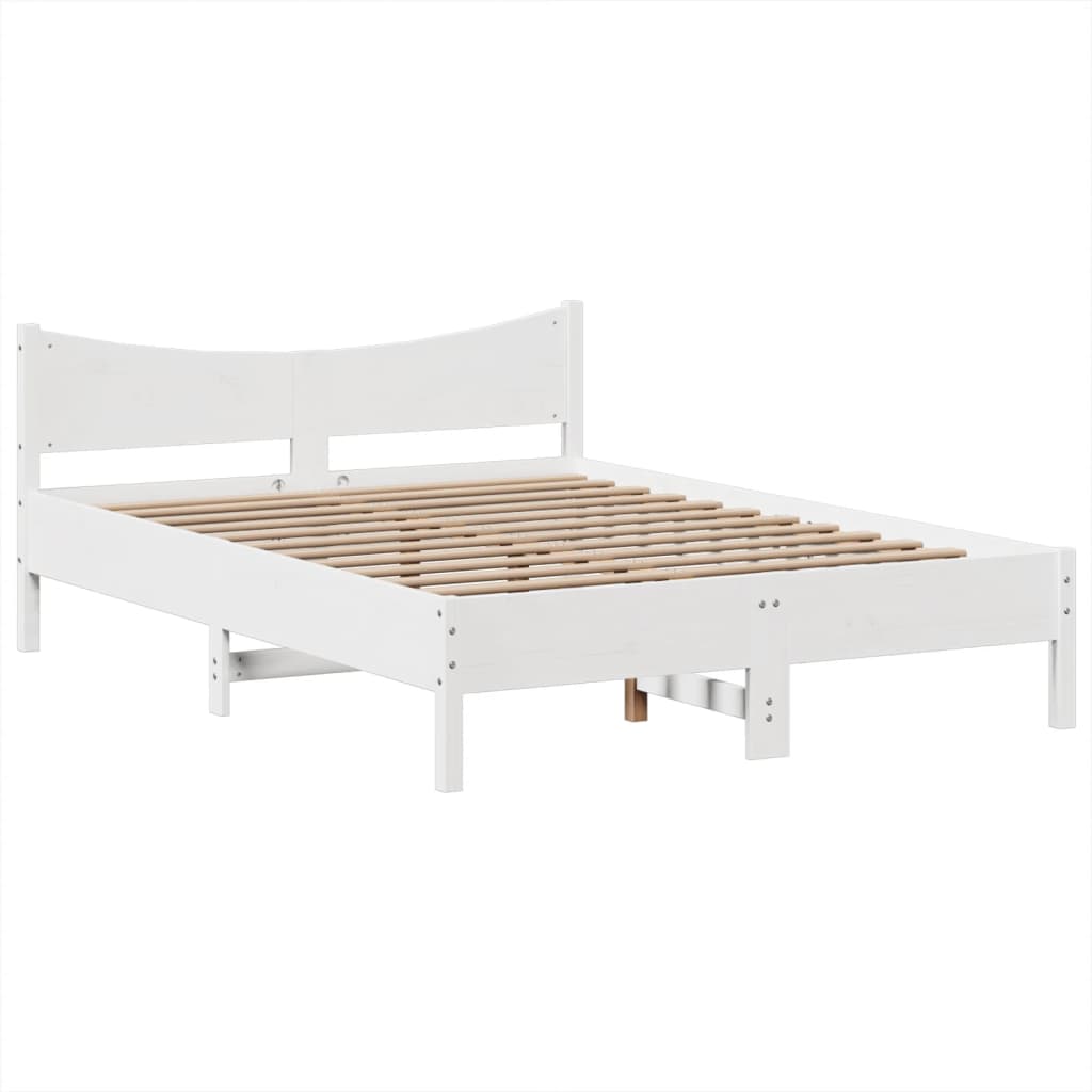 Bed Frame without Mattress White 140x190 cm Solid Wood Pine