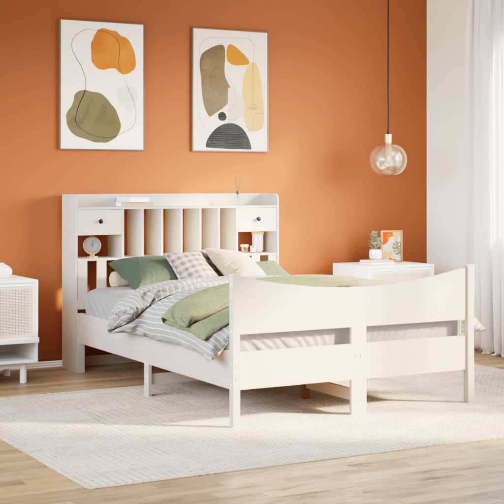 Bed Frame without Mattress White 140x190 cm Solid Wood Pine