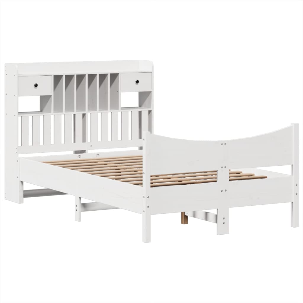 Bed Frame without Mattress White 135x190 cm Double Solid Wood Pine