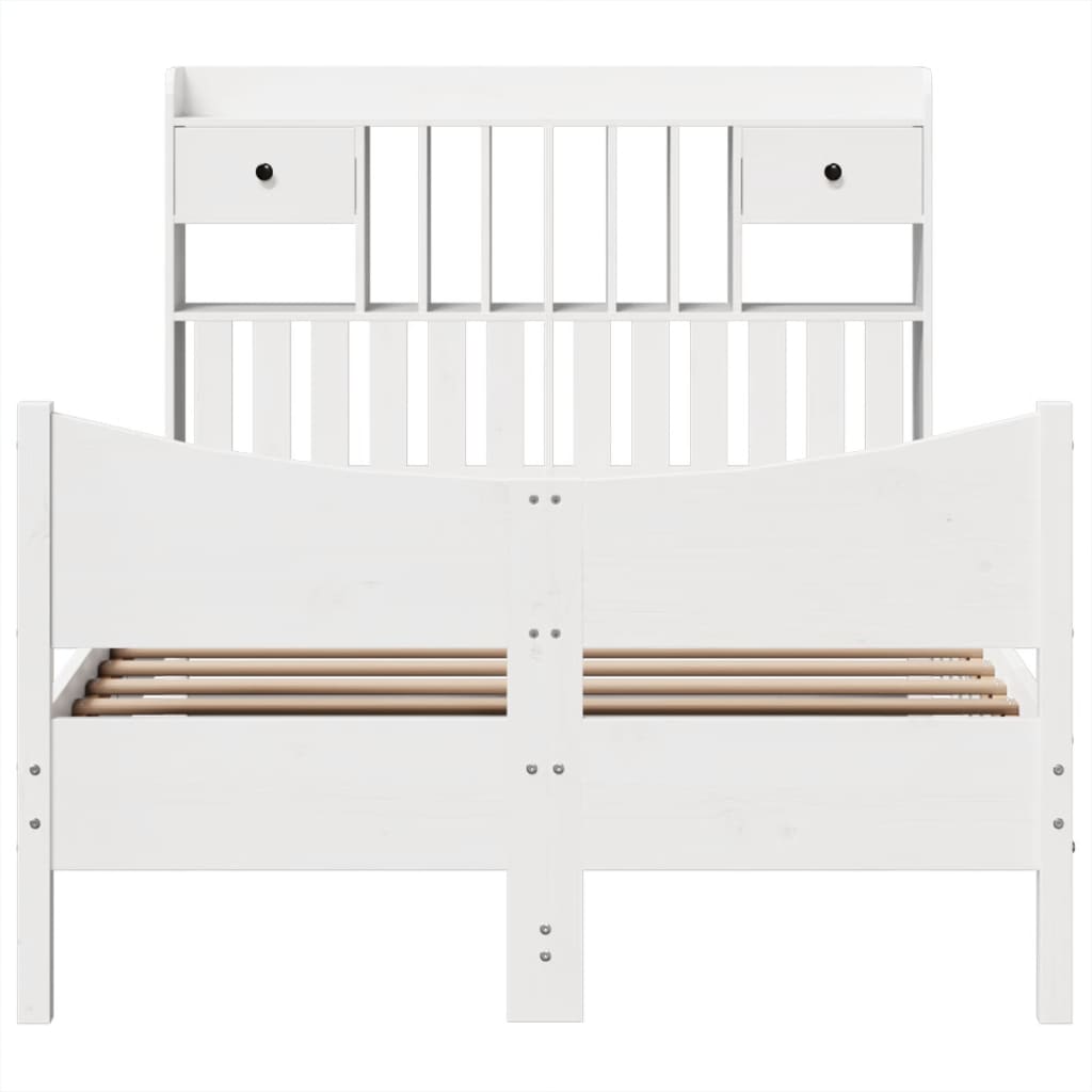 Bed Frame without Mattress White 135x190 cm Double Solid Wood Pine