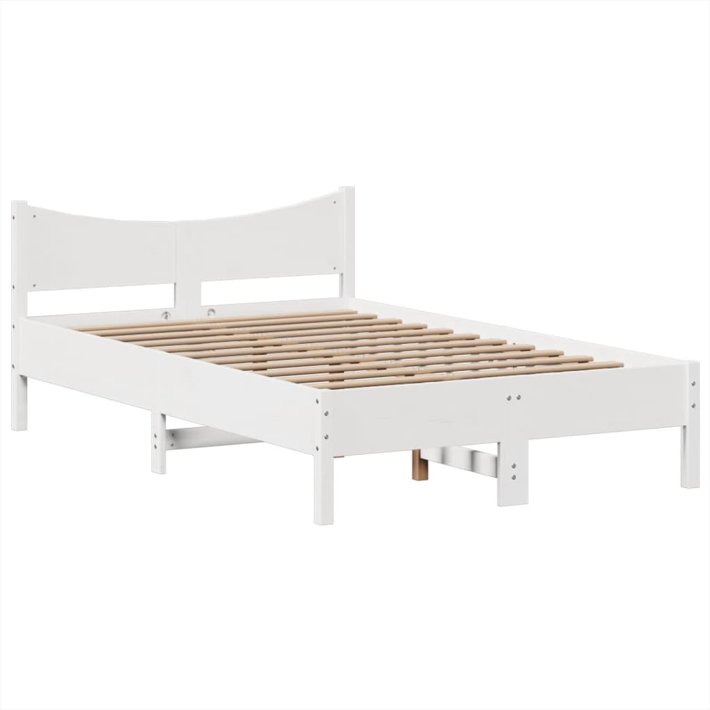 Bed Frame without Mattress White 135x190 cm Double Solid Wood Pine
