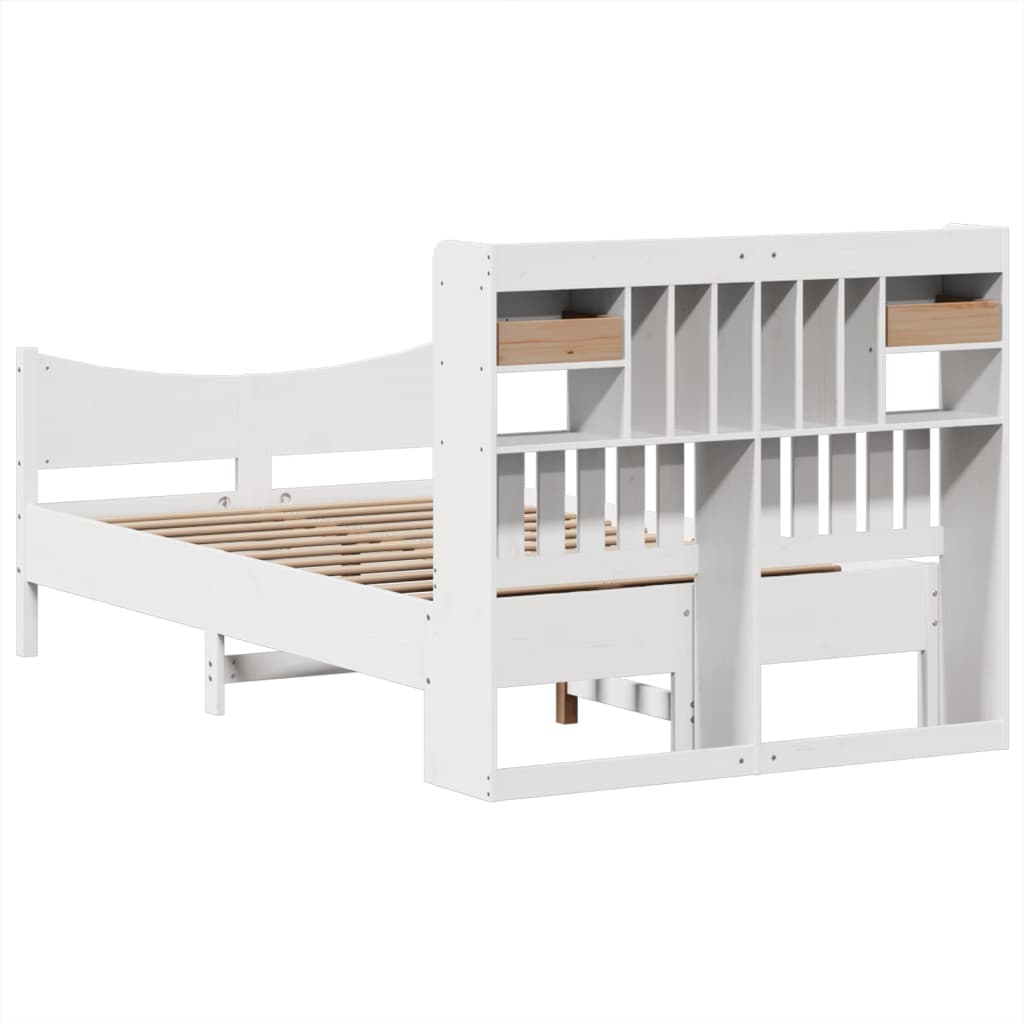 Bed Frame without Mattress White 135x190 cm Double Solid Wood Pine