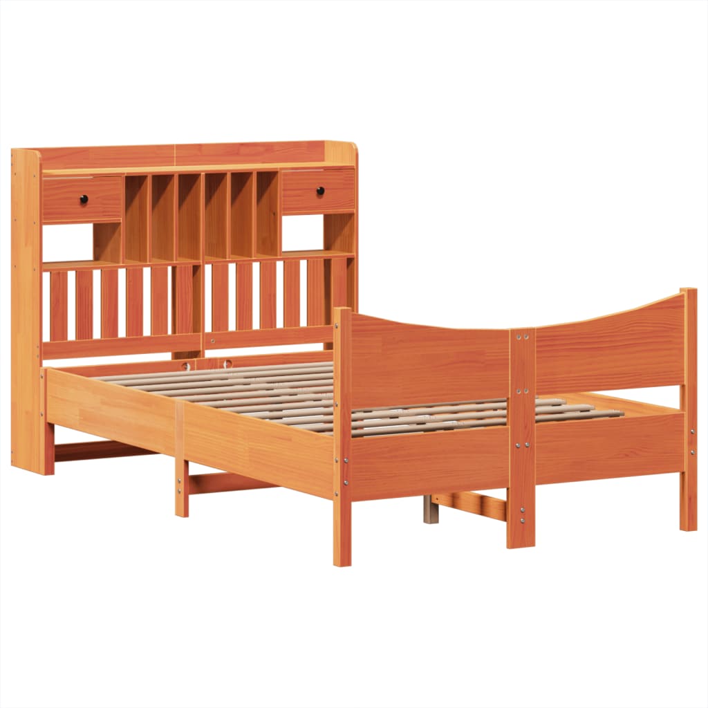 Bed Frame without Mattress Wax Brown 135x190 cm Double Solid Wood Pine