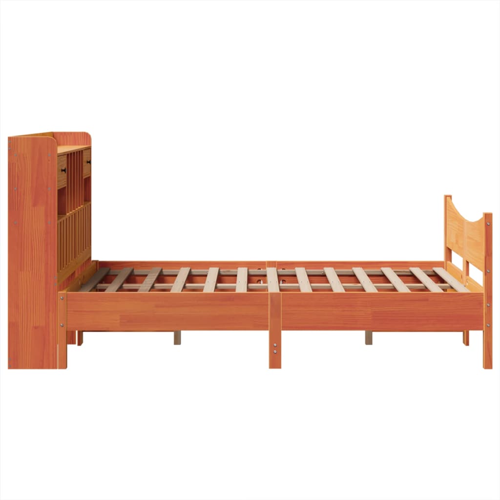 Bed Frame without Mattress Wax Brown 135x190 cm Double Solid Wood Pine