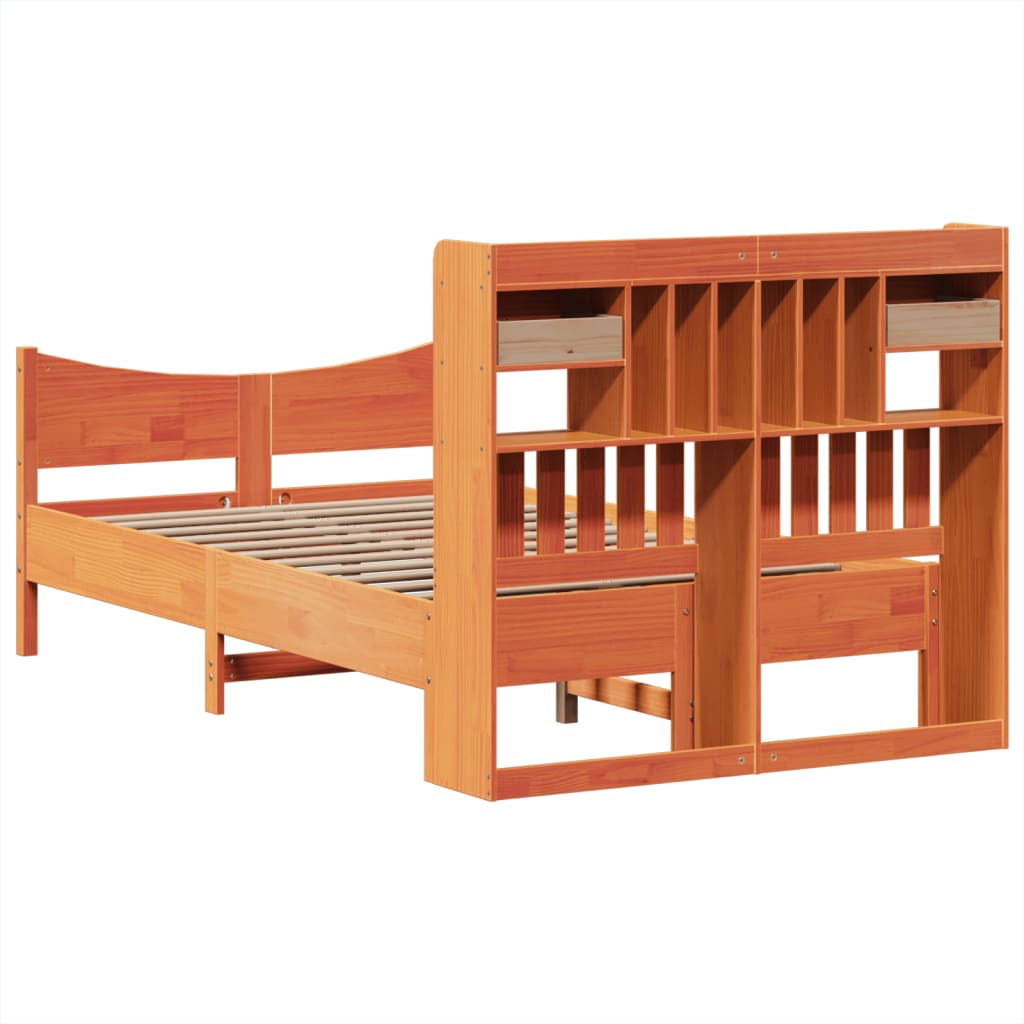 Bed Frame without Mattress Wax Brown 135x190 cm Double Solid Wood Pine