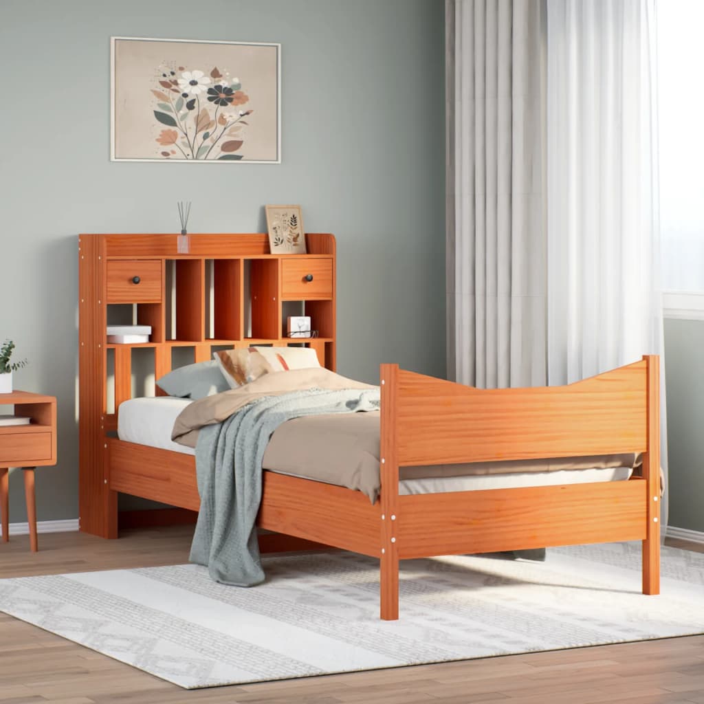 Bed Frame without Mattress Wax Brown 75x190 cm Small Single Solid Wood Pine