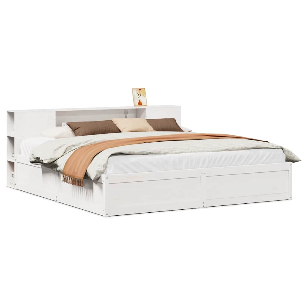 Bed Frame without Mattress White 180x200 cm Super King Solid Wood Pine