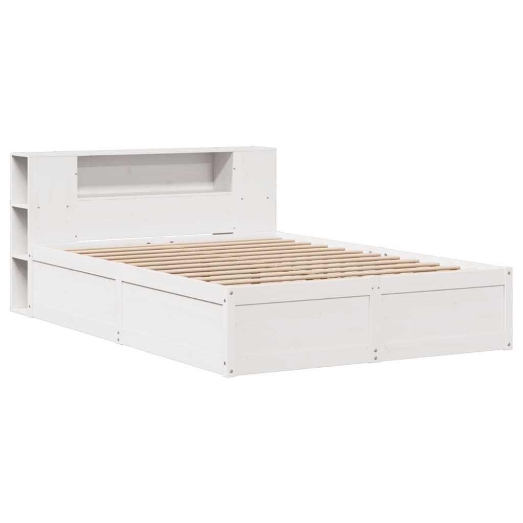 Bed Frame without Mattress White 135x190 cm Double Solid Wood Pine