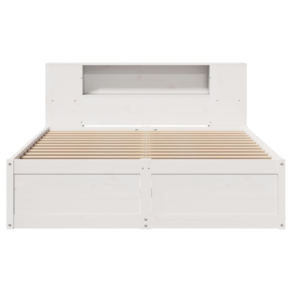 Bed Frame without Mattress White 135x190 cm Double Solid Wood Pine