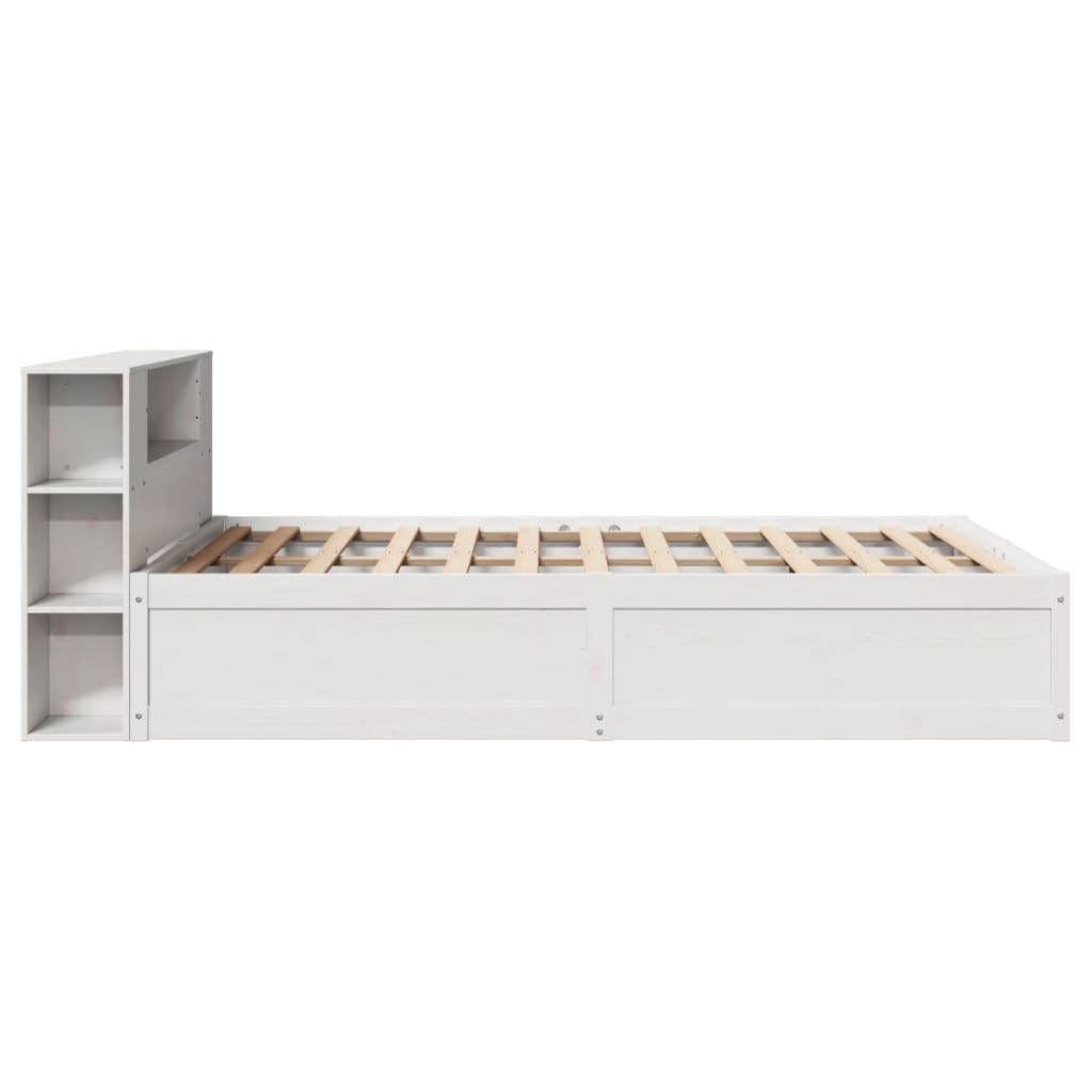 Bed Frame without Mattress White 135x190 cm Double Solid Wood Pine