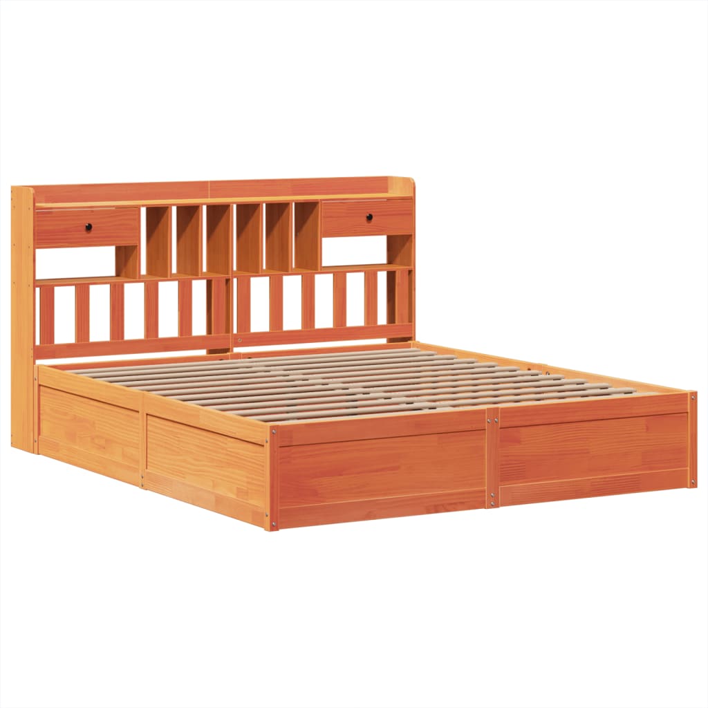 Bed Frame without Mattress Wax Brown 200x200 cm Solid Wood Pine