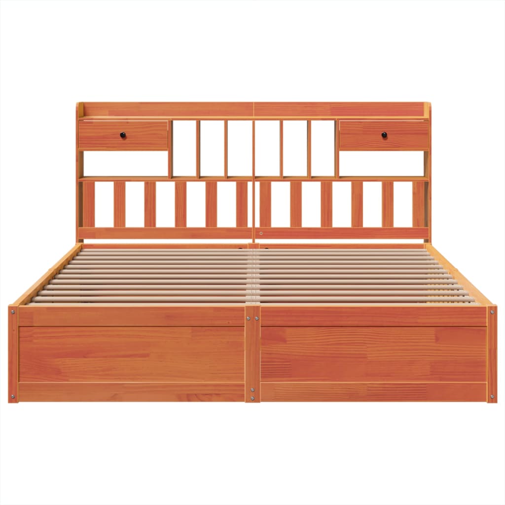 Bed Frame without Mattress Wax Brown 200x200 cm Solid Wood Pine