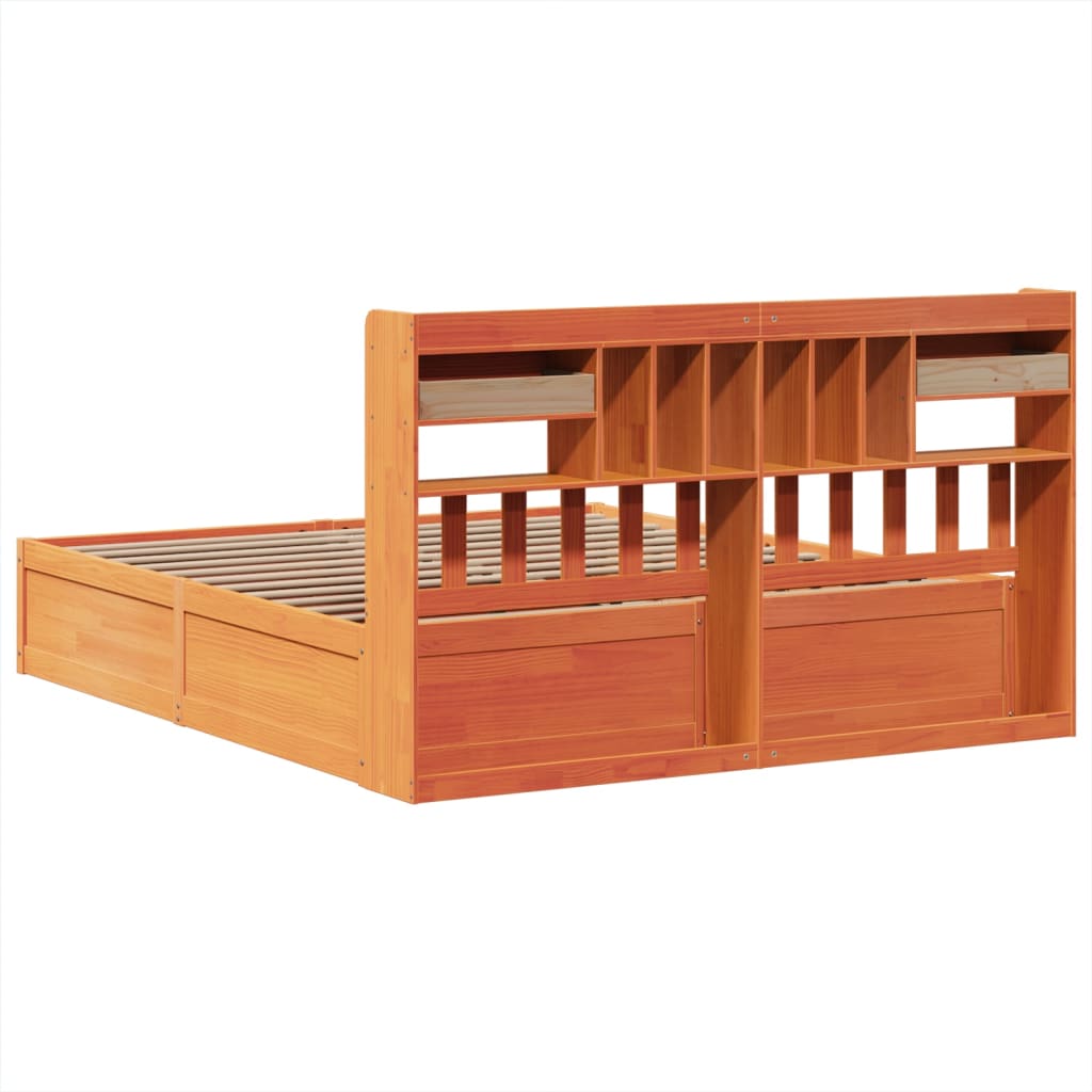 Bed Frame without Mattress Wax Brown 200x200 cm Solid Wood Pine