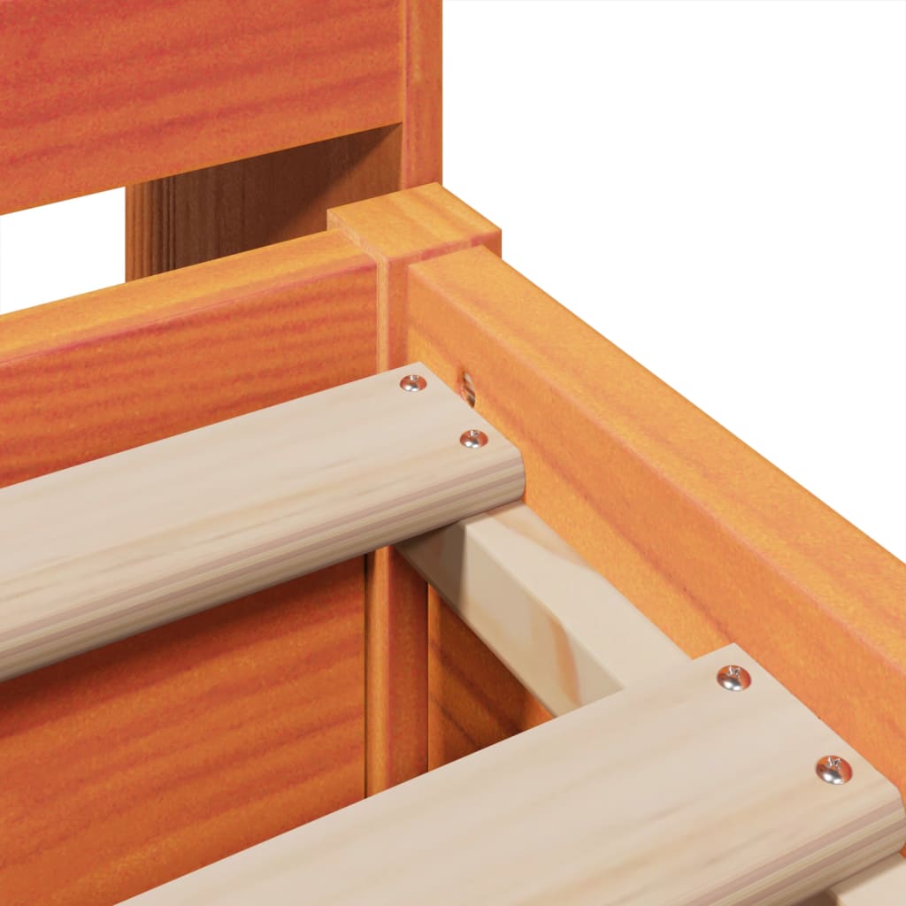 Bed Frame without Mattress Wax Brown 200x200 cm Solid Wood Pine