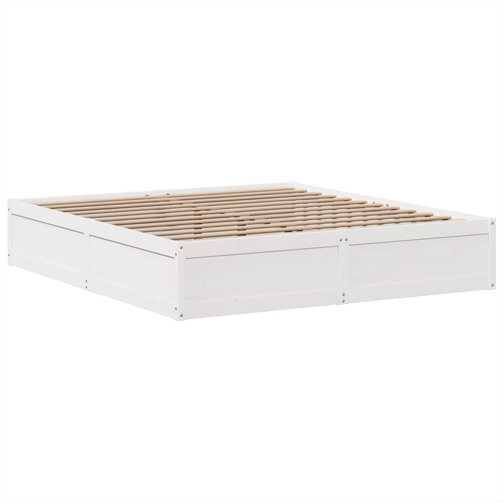 Bed Frame without Mattress White 180x200 cm Super King Solid Wood Pine