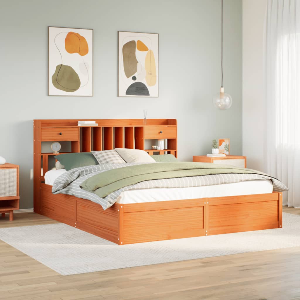 Bed Frame without Mattress Wax Brown 180x200 cm Super King Solid Wood Pine