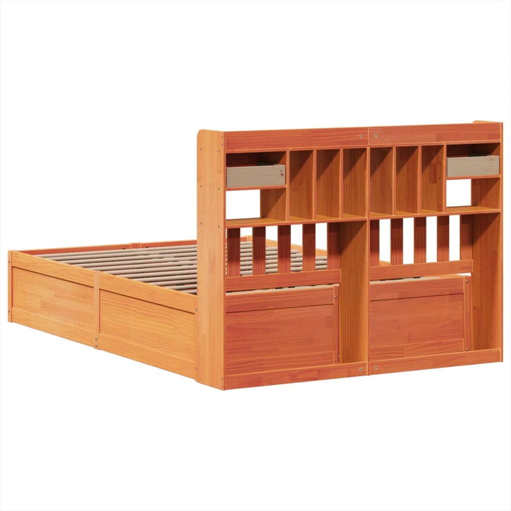 Bed Frame without Mattress Wax Brown 160x200 cm Solid Wood Pine
