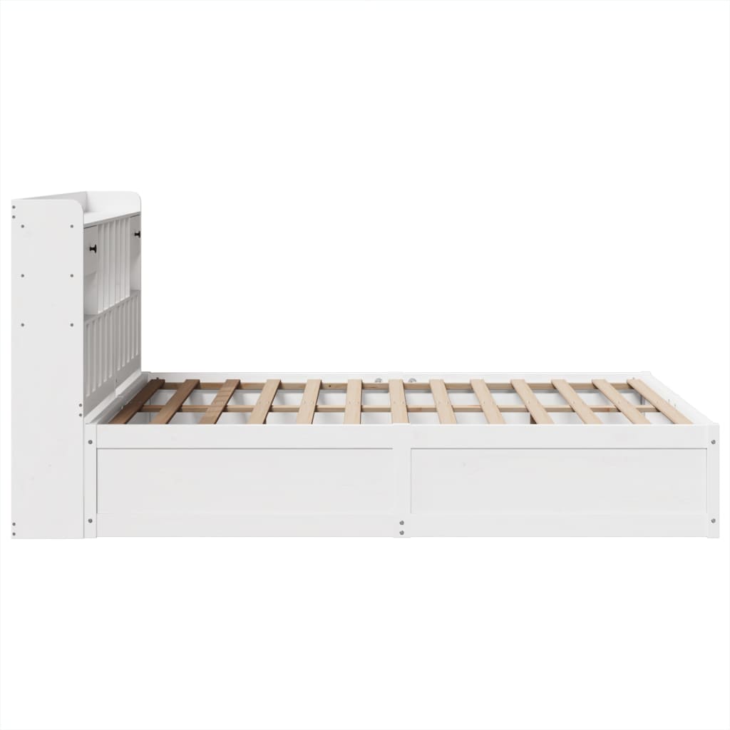 Bed Frame without Mattress White 150x200 cm King Size Solid Wood Pine