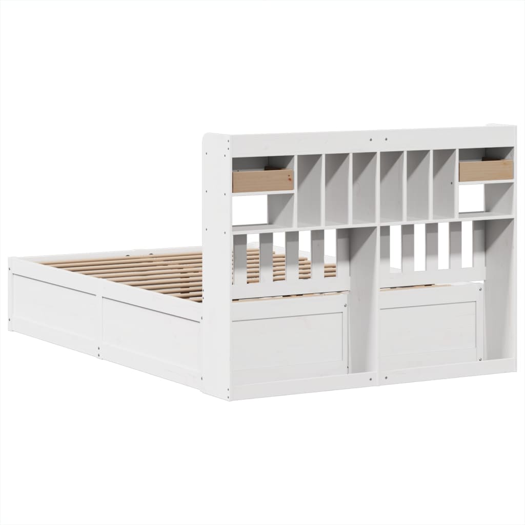 Bed Frame without Mattress White 150x200 cm King Size Solid Wood Pine