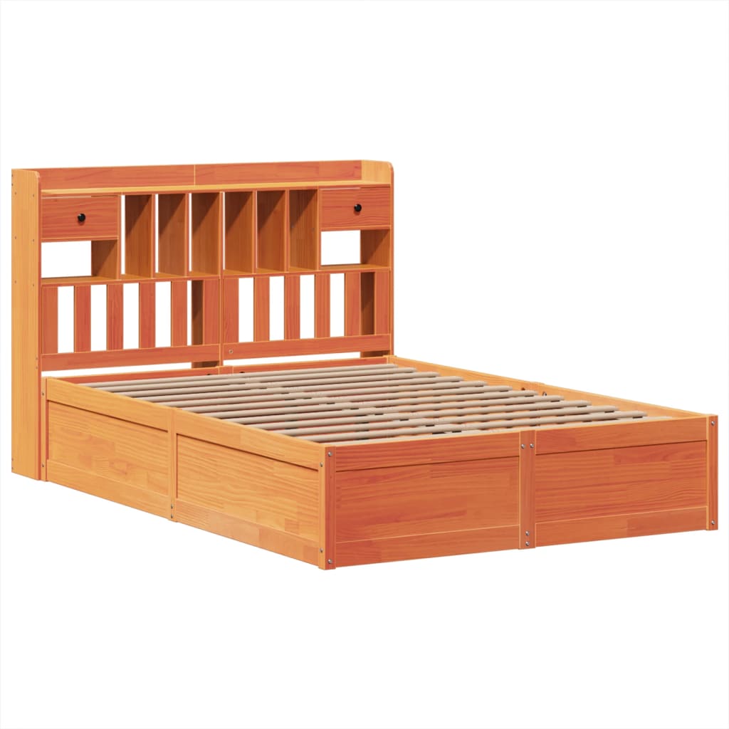 Bed Frame without Mattress Wax Brown 140x200 cm Solid Wood Pine