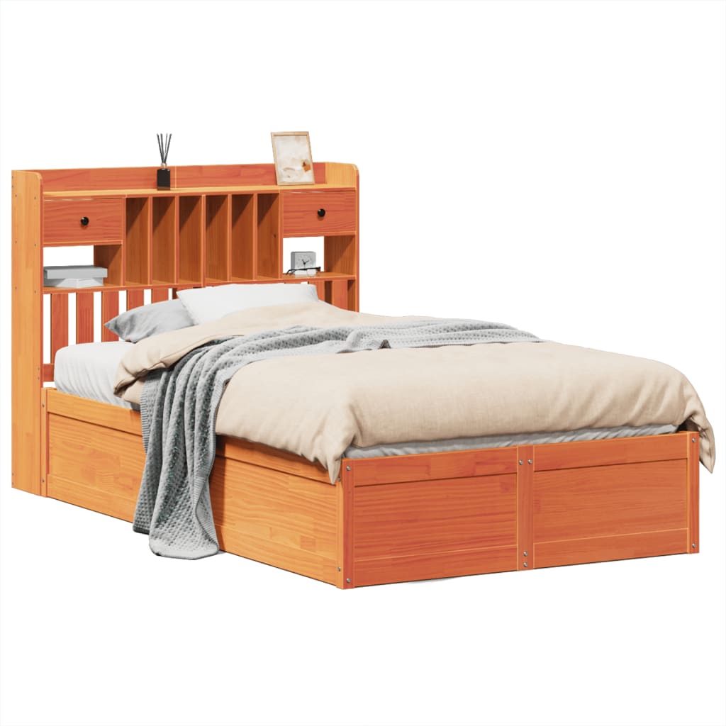 Bed Frame without Mattress Wax Brown 120x200 cm Solid Wood Pine