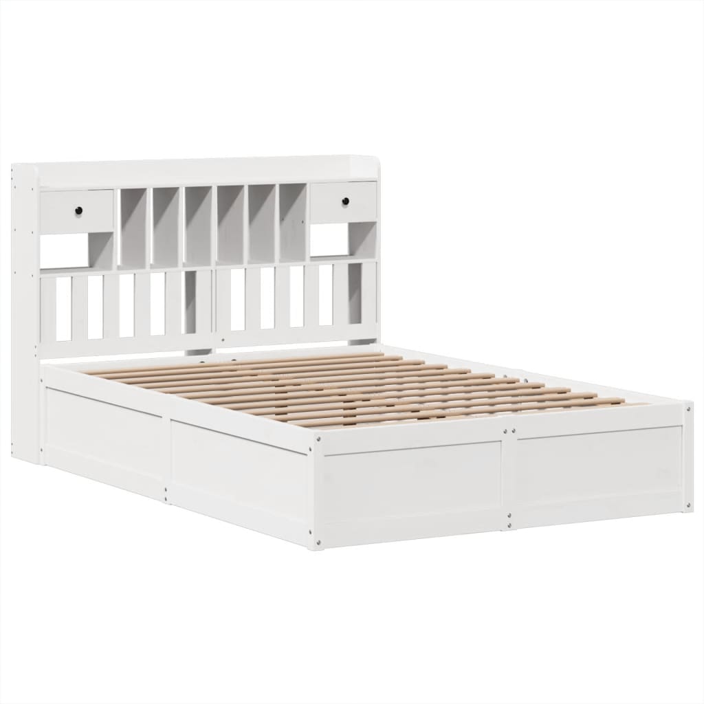 Bed Frame without Mattress White 140x190 cm Solid Wood Pine