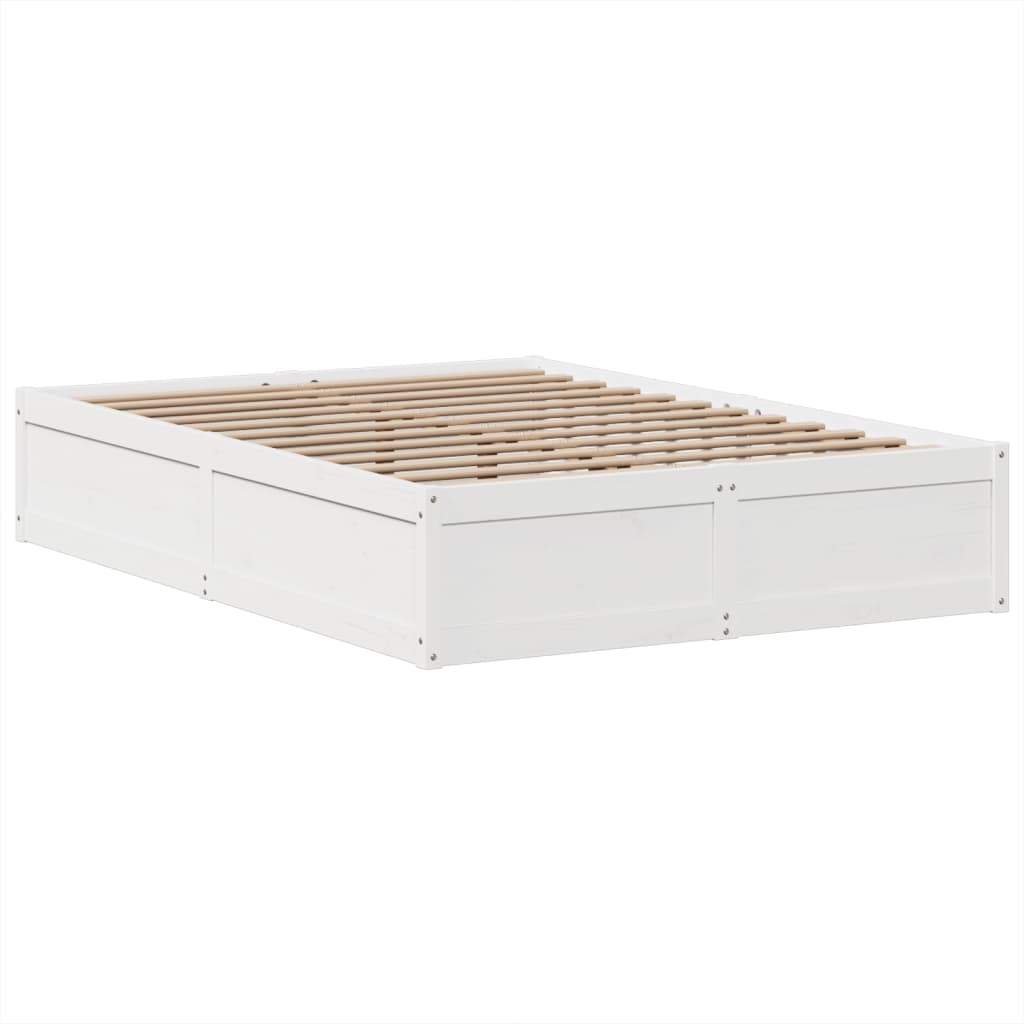 Bed Frame without Mattress White 140x190 cm Solid Wood Pine