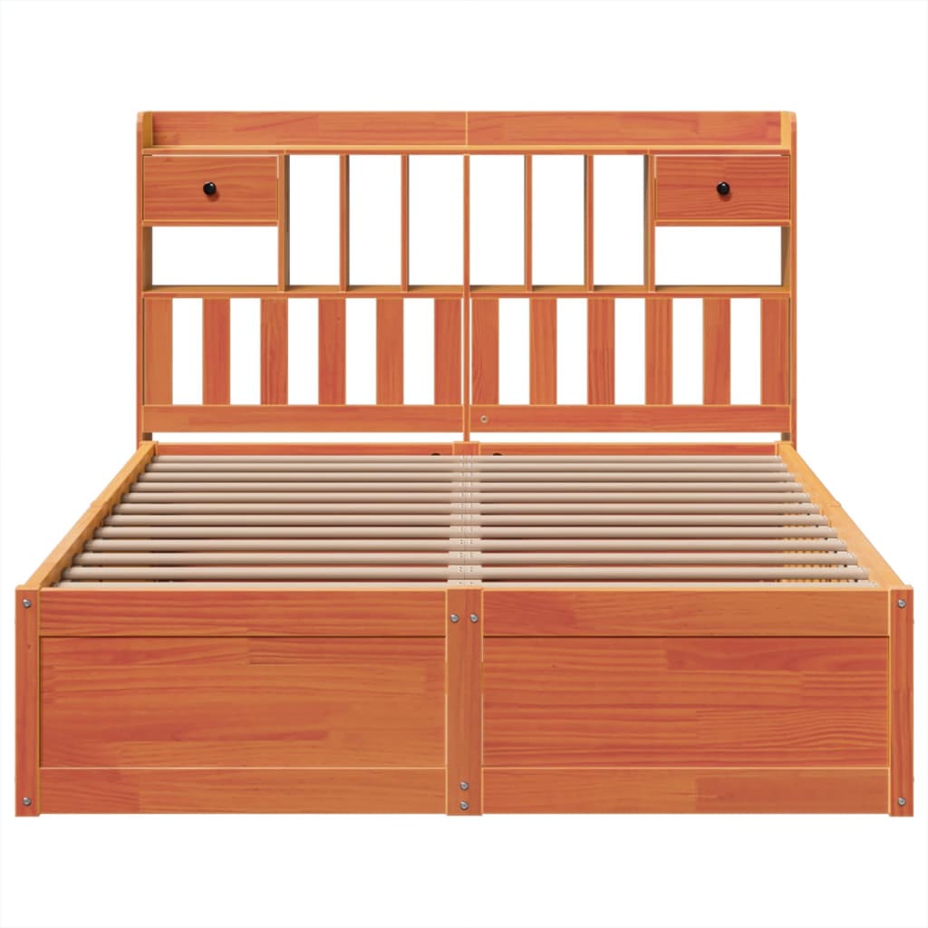 Bed Frame without Mattress Wax Brown 140x190 cm Solid Wood Pine