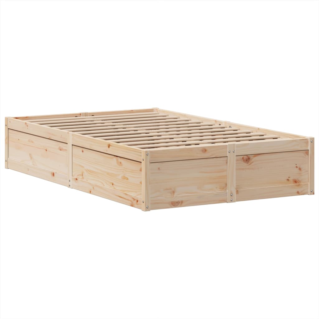 Bed Frame without Mattress 135x190 cm Double Solid Wood Pine
