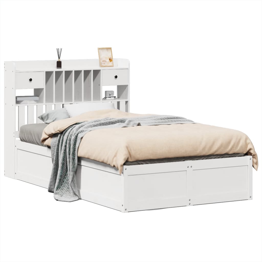 Bed Frame without Mattress White 135x190 cm Double Solid Wood Pine
