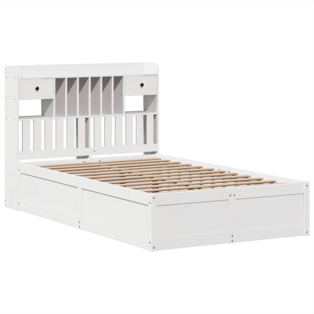 Bed Frame without Mattress White 135x190 cm Double Solid Wood Pine
