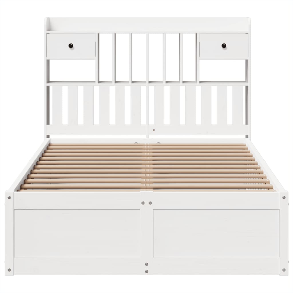 Bed Frame without Mattress White 135x190 cm Double Solid Wood Pine