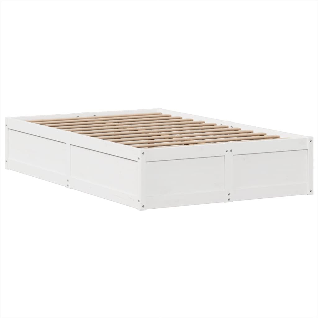 Bed Frame without Mattress White 135x190 cm Double Solid Wood Pine