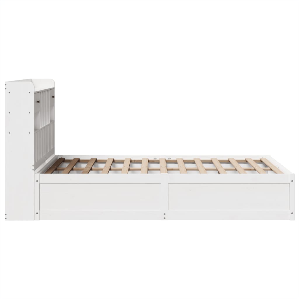 Bed Frame without Mattress White 135x190 cm Double Solid Wood Pine