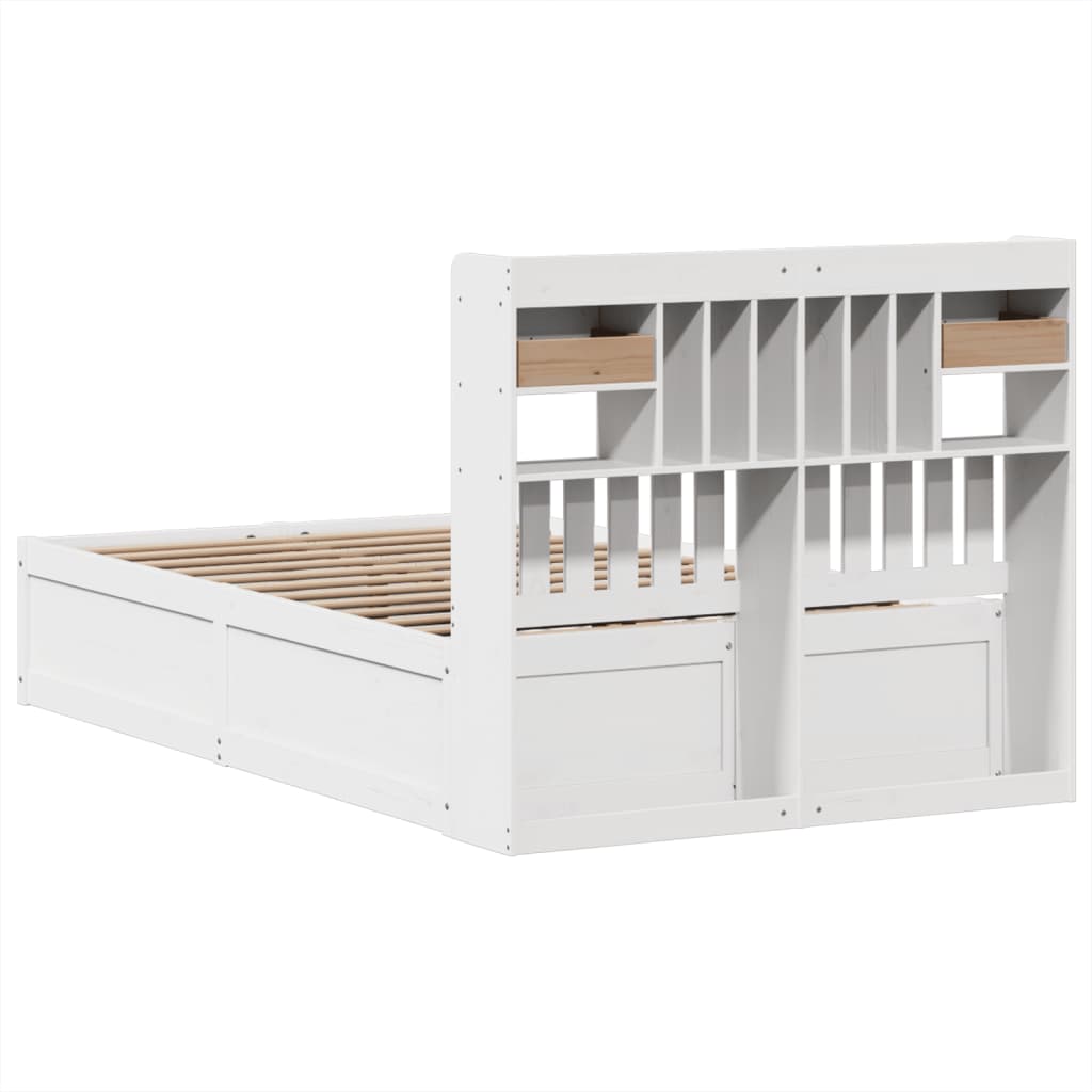 Bed Frame without Mattress White 135x190 cm Double Solid Wood Pine