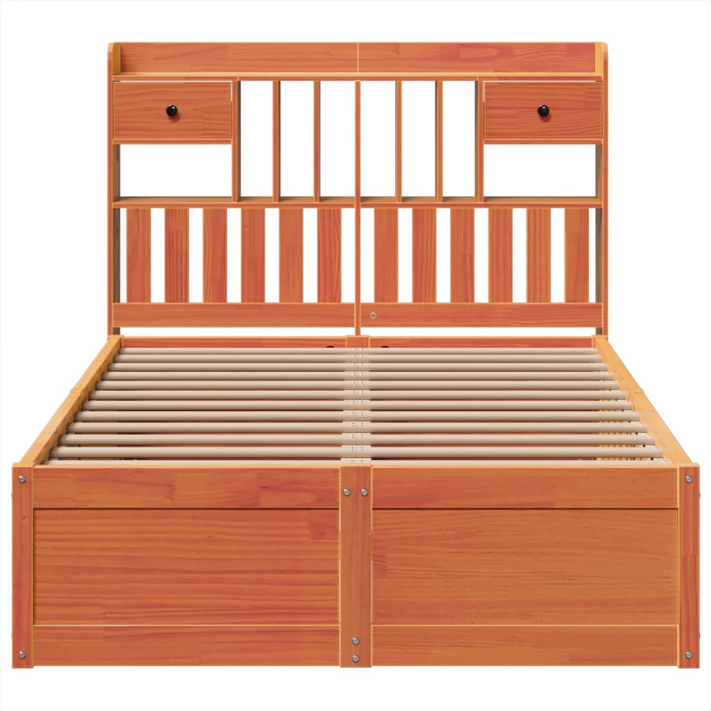 Bed Frame without Mattress Wax Brown 135x190 cm Double Solid Wood Pine