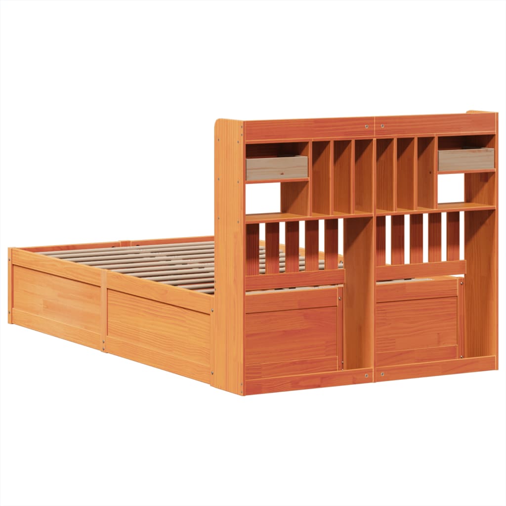 Bed Frame without Mattress Wax Brown 135x190 cm Double Solid Wood Pine