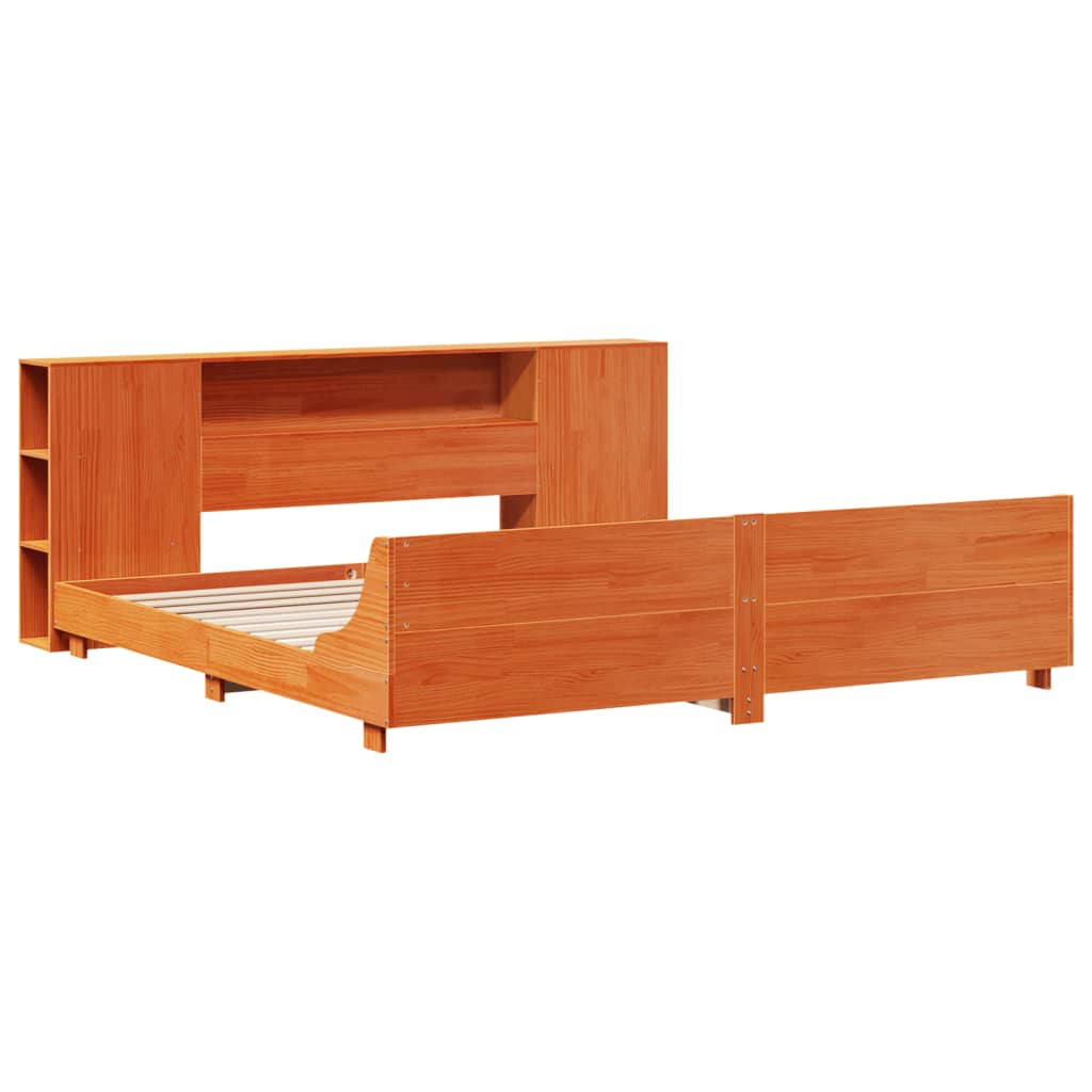 Bed Frame without Mattress Wax Brown 200x200 cm Solid Wood Pine
